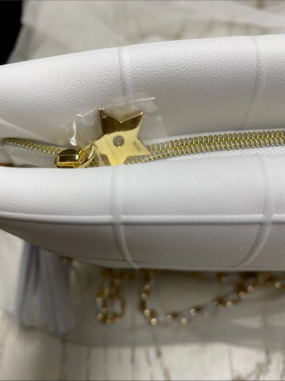 Dior Limited Edition White Quilted Faux Leather Pouch